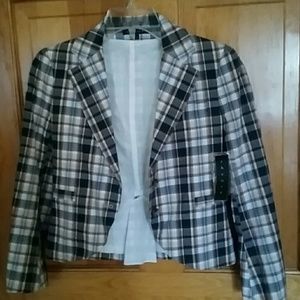 Theory plaid mini "length" blazer
